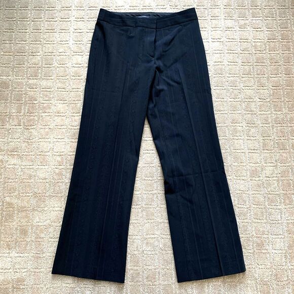 Elie Tahari VTG Y2K Wide Leg Dress Pants Women's 4 Black Striped 2000s Low Rise - Picture 1 of 11